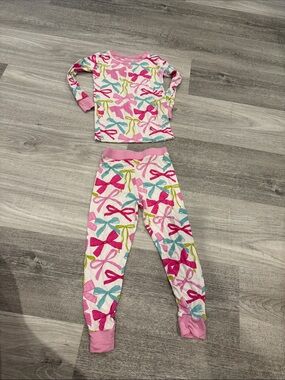 Little Sleepies Pink Bow-Print Pajama Set with Multicolor Bows
